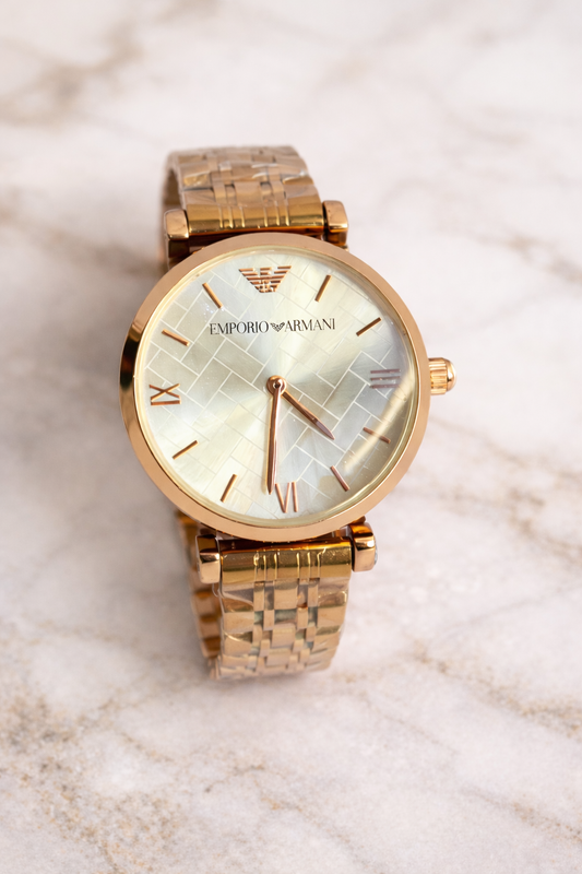 Ethereal Luxury Gold Dial Stainless Steel Watch for Women