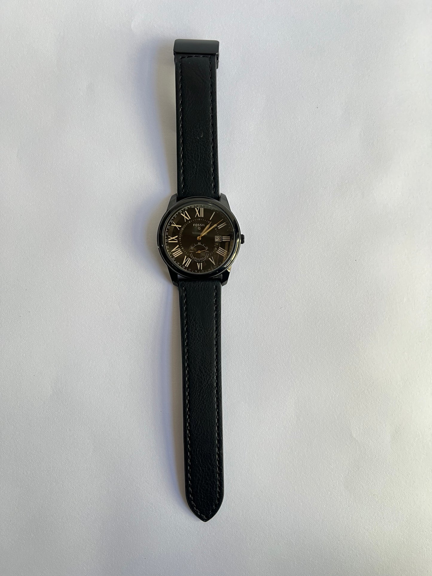 Ethereal Classic Black Roman Dial Leather Strap Watch for Men