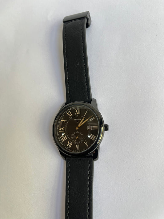 Ethereal Classic Black Roman Dial Leather Strap Watch for Men